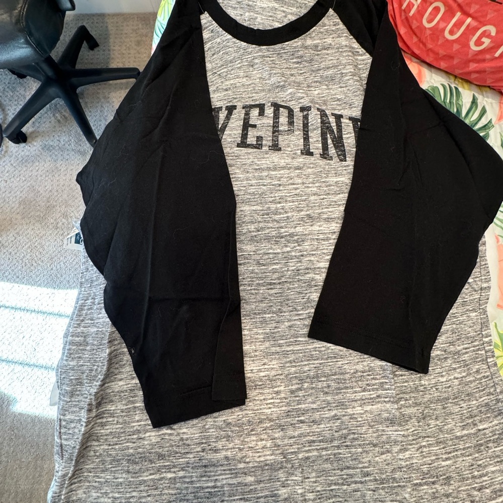 Victoria’s Secret grey campus baseball tee